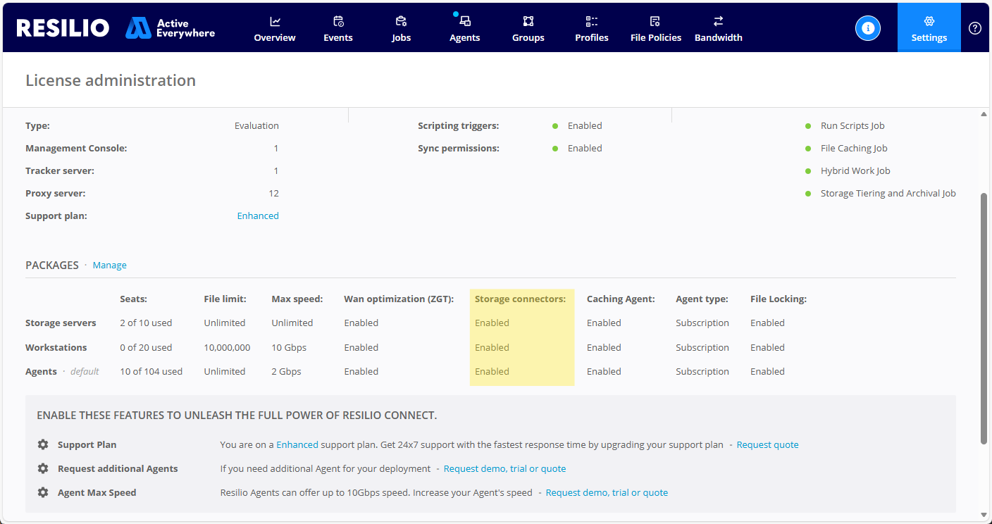 License Package Storage Connectors