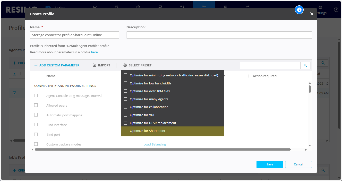 Storage Connector Sharepoint Preset