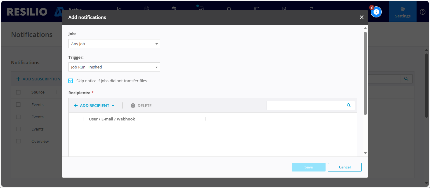 Notifications Add Job