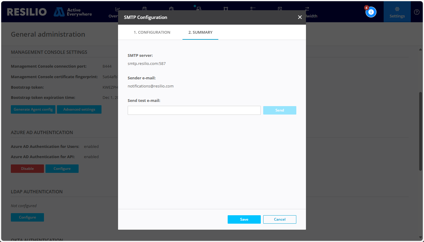 Notifications Smtp Summary