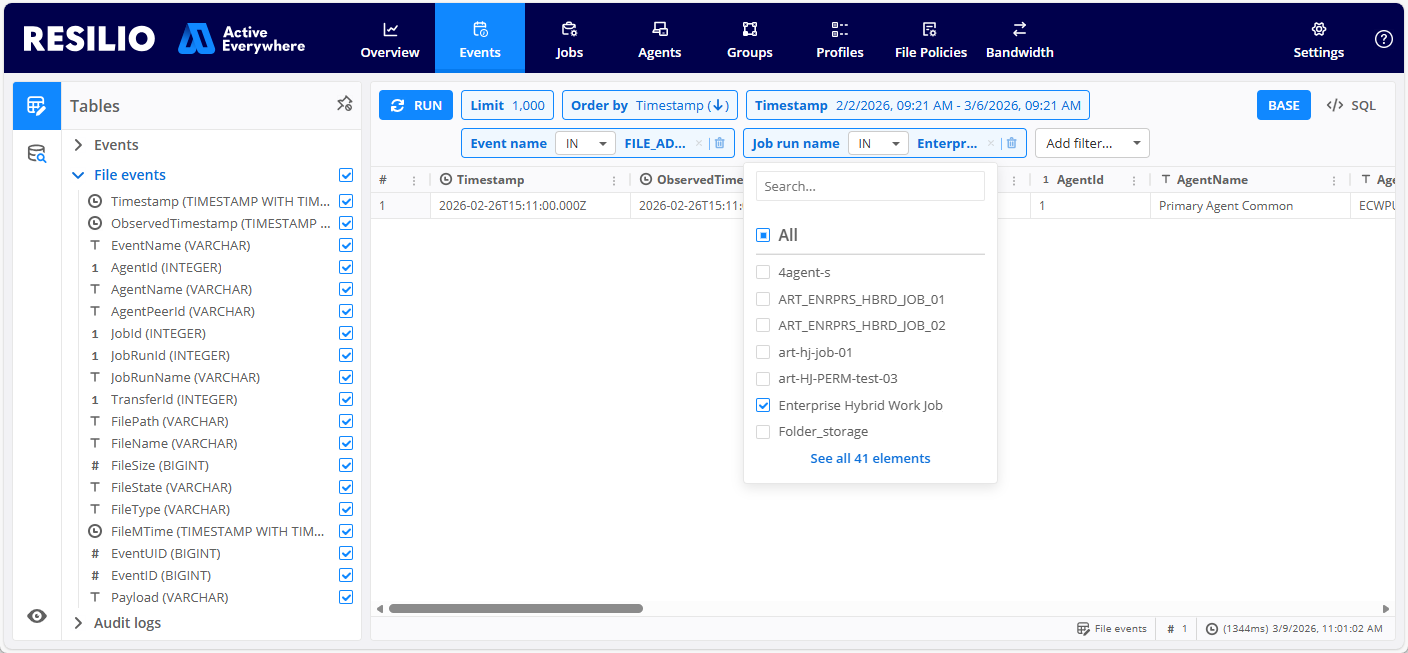 Events File Added Filters