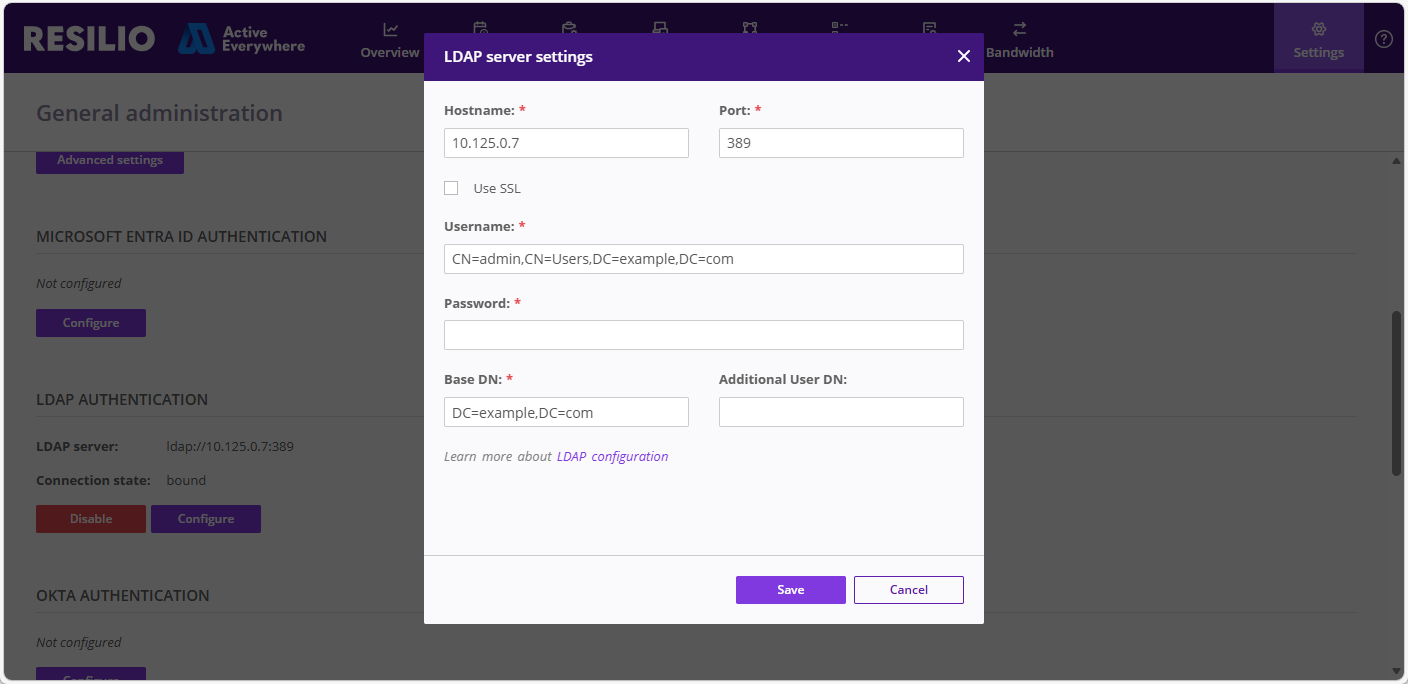 Settings Ldap