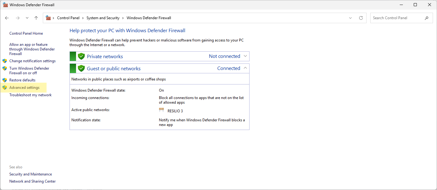 Firewall Windows Advanced