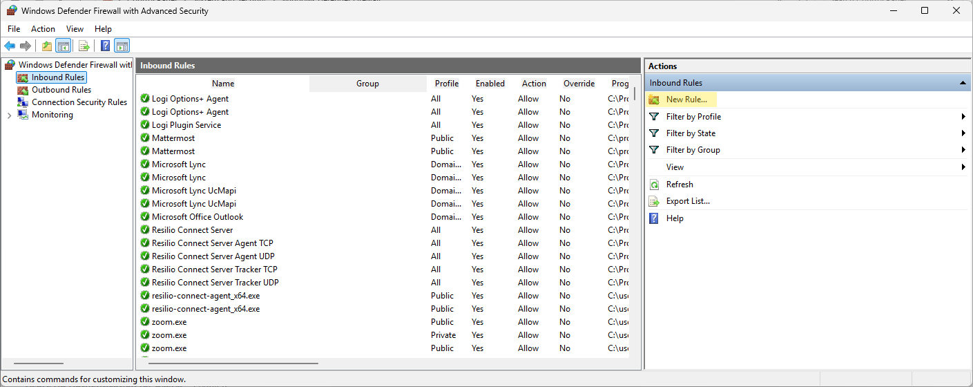 Firewall Windows New Rule
