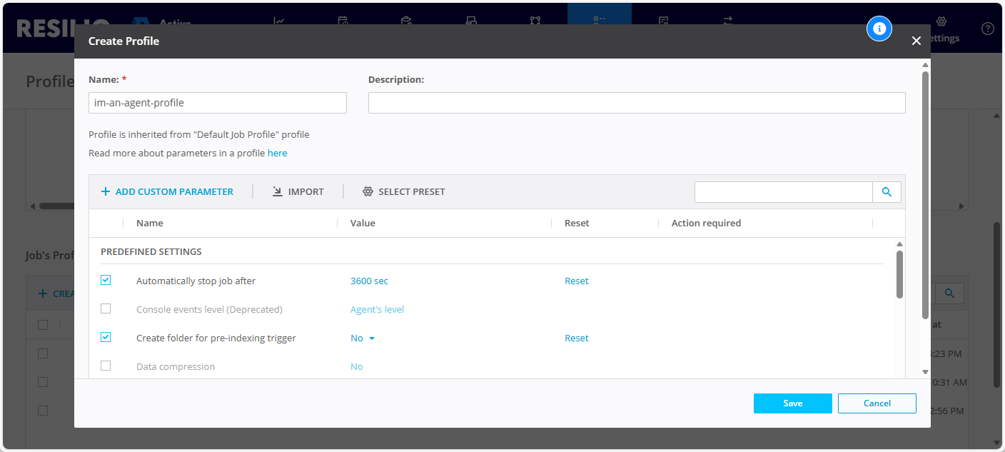 Profiles Agent Profile Editor