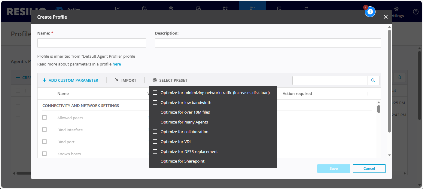 Profiles Agent Profile Preset