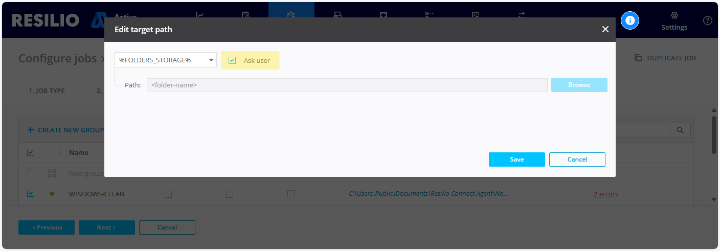 Mc Configure Path Ask User