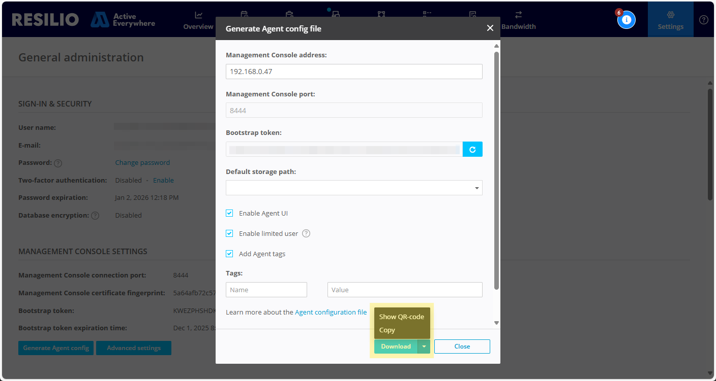 Agent Config File Download