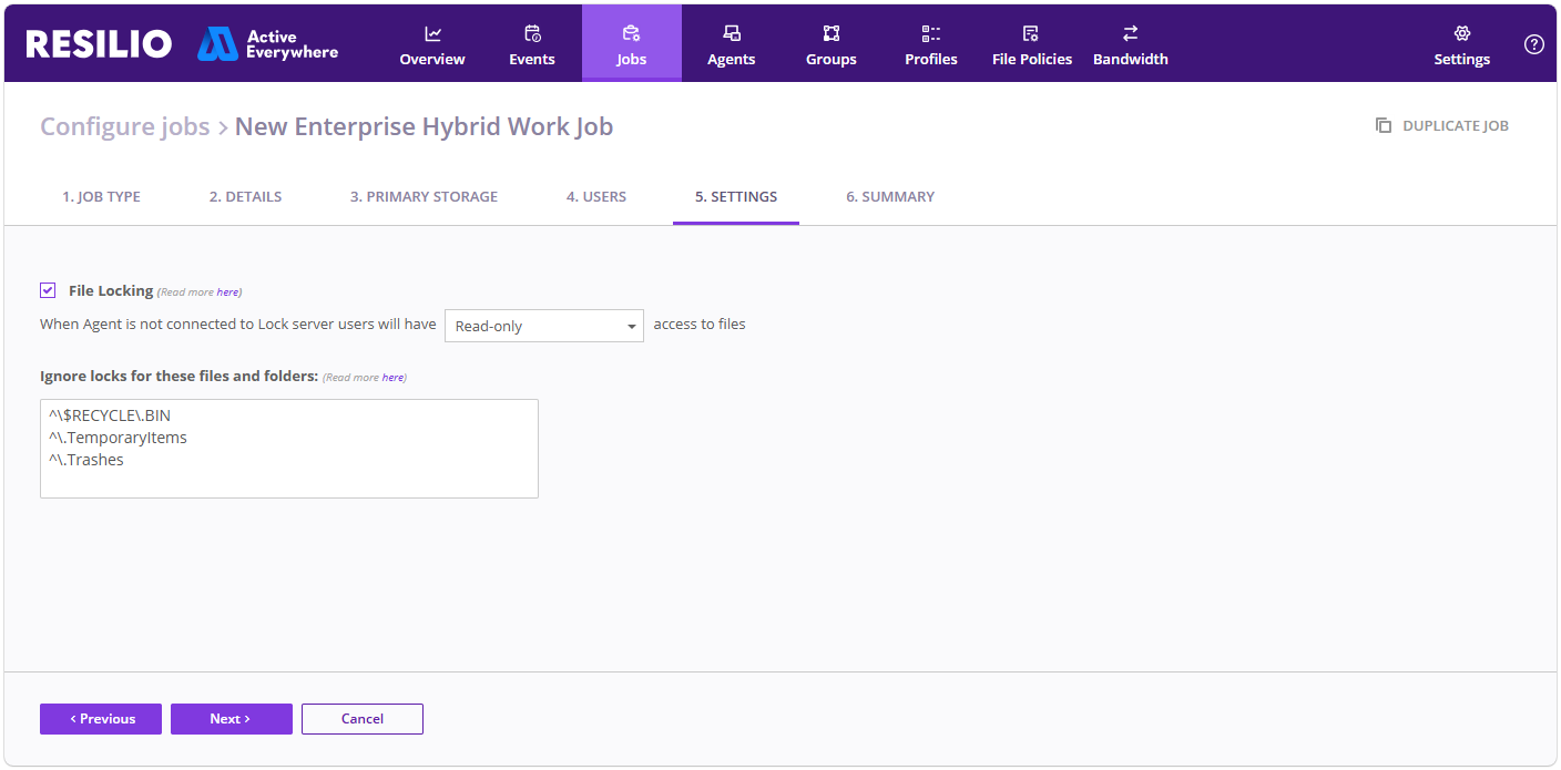 Enterprise Hybrid Work Job Settings