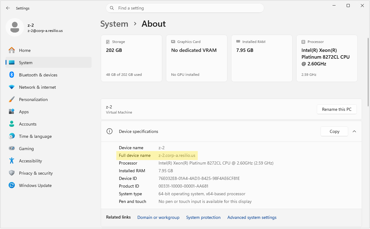 Verify Domain Joined Windows Settings